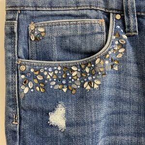 WHBM Girlfriend Jeans size 10 Rhinestones Distressed